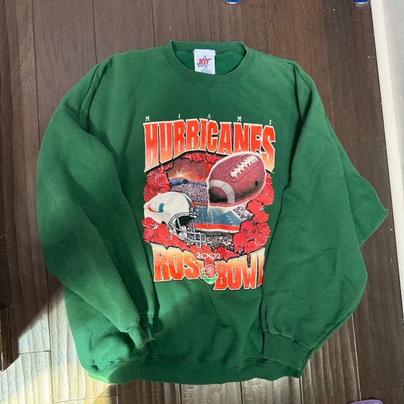 Vintage University of Miami Hurricanes Rose Bowl 2002 Sweatshirt Green Size XXL